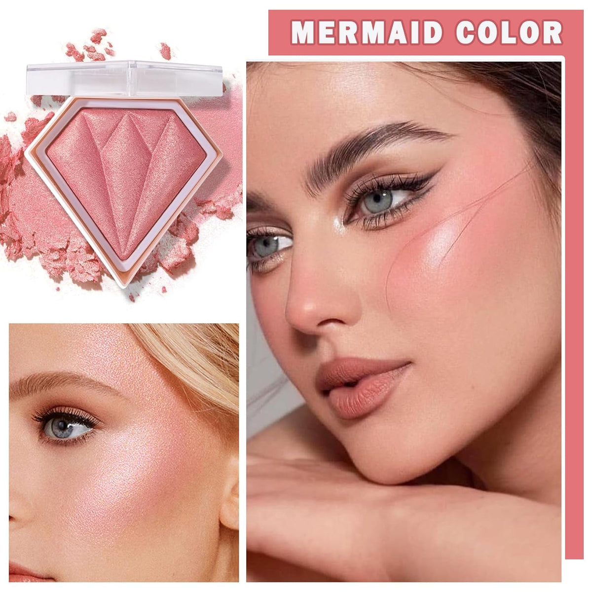 Face Glitter Highlighter Makeup Palette Shimmer Contour Powder Waterproof Long-Lasting,Brightens