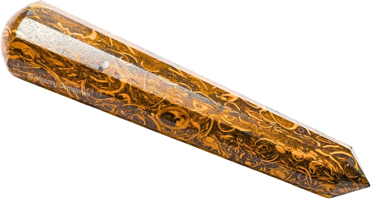 Amazing Gemstone Mariyam Jasper Crystal Wand Massage Stick - Pelvic Wand Gua Sha for Adults