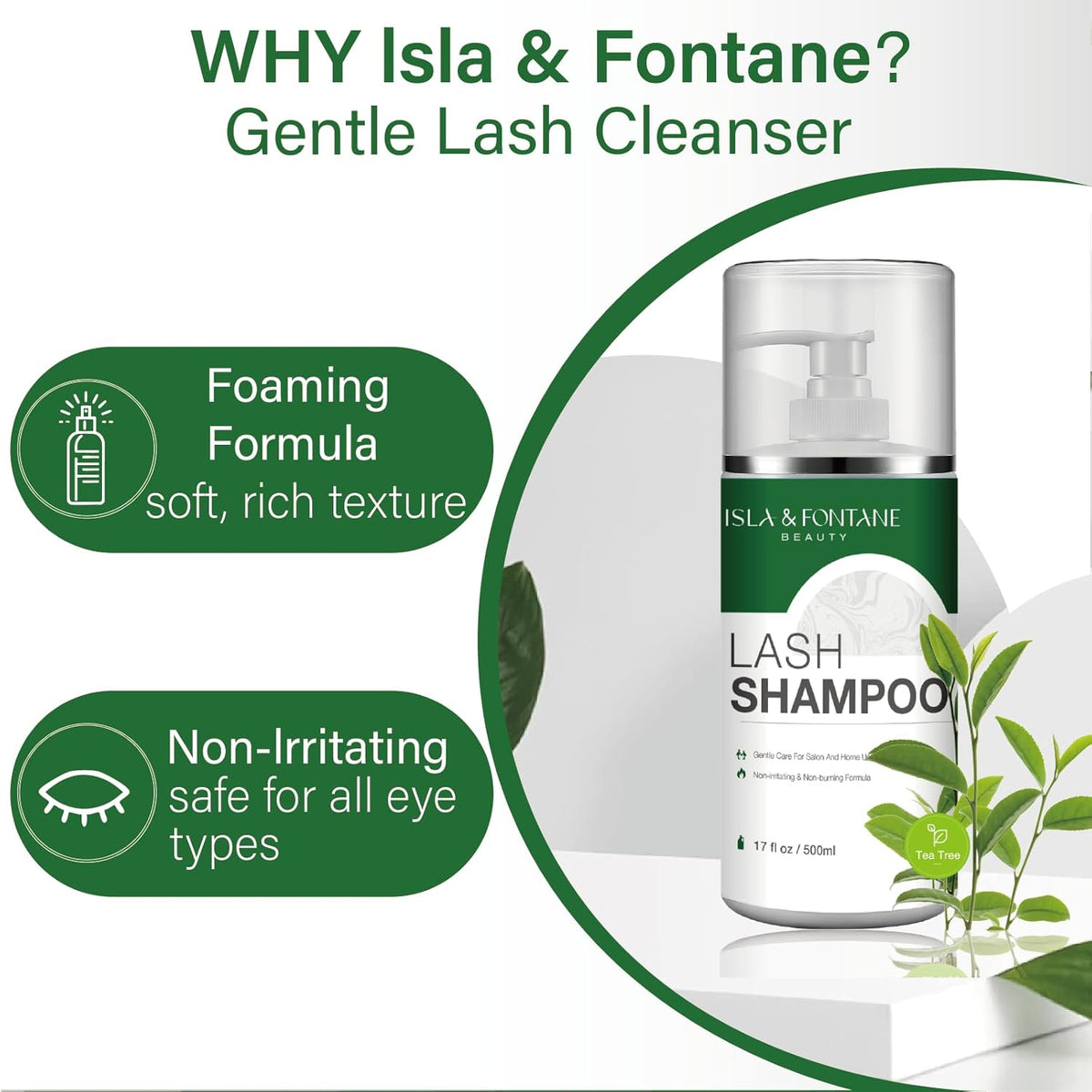 ISLA & FONTANE Lash Shampoo Bulk – Multi-Scent Series – 17 fl oz / 500ml | Gentle Eyelash Cleanser