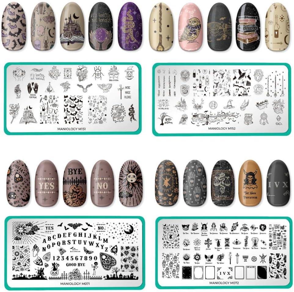 Maniology Sorcery and Spells Nail Stamping Plate Set, Halloween Plates Bundle, Sorcery Wizards