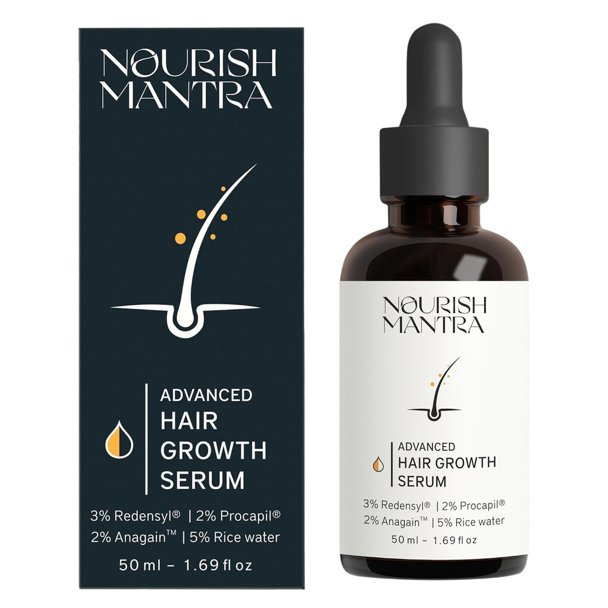 Nourish Mantra Advanced Hair Growth Serum 50ml, 3% Redensyl, 2% Anagain, 2% Procapil, 5% Rice