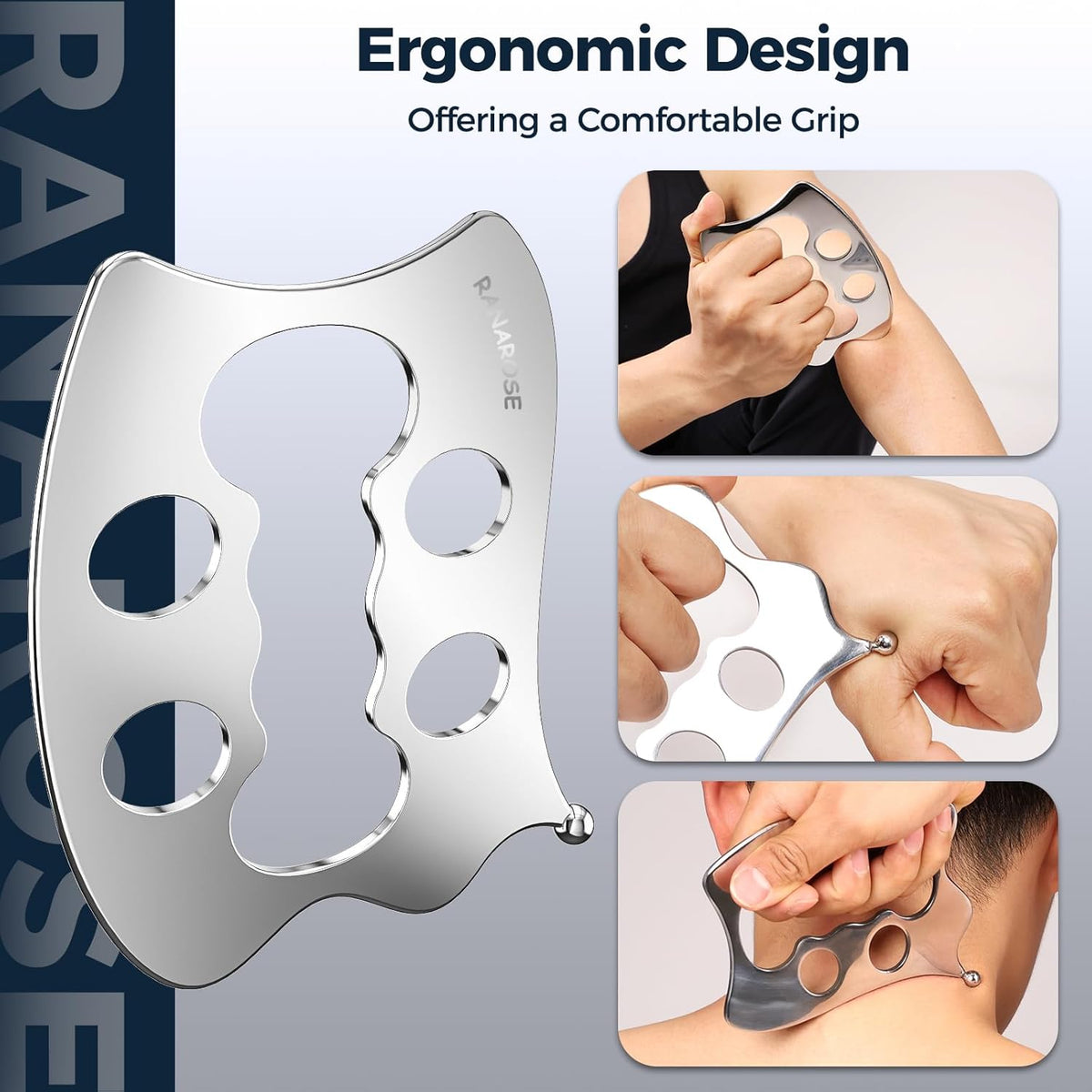 3 Pack Stainless Steel Guasha Tool, Muscle Scraper Tools for Full-Body Massage, Muscle Relief