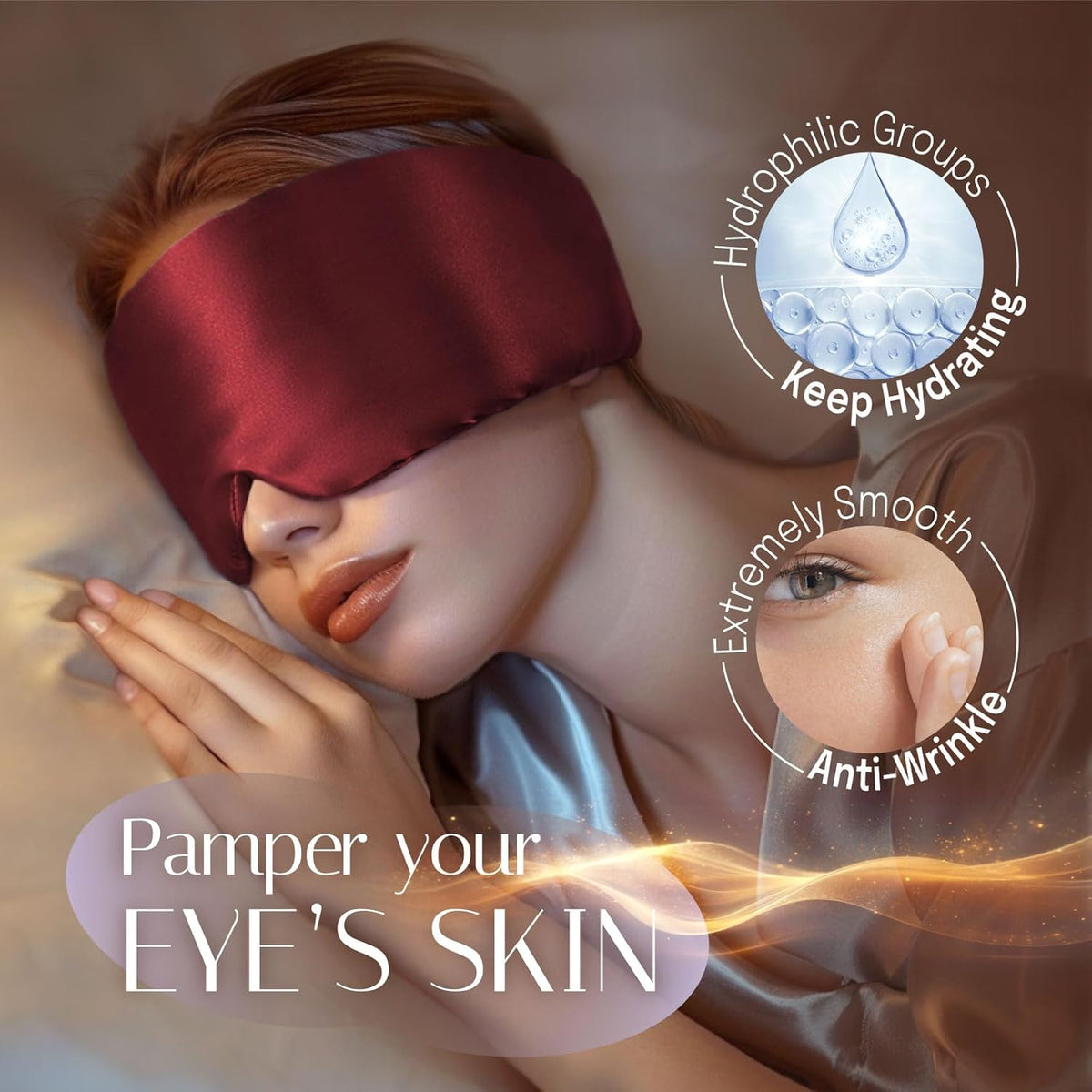 Silk Sleep Mask Soft Pressureless: 100% Mulberry Silk for Eye Skin Anti Wrinkles, Large Size for
