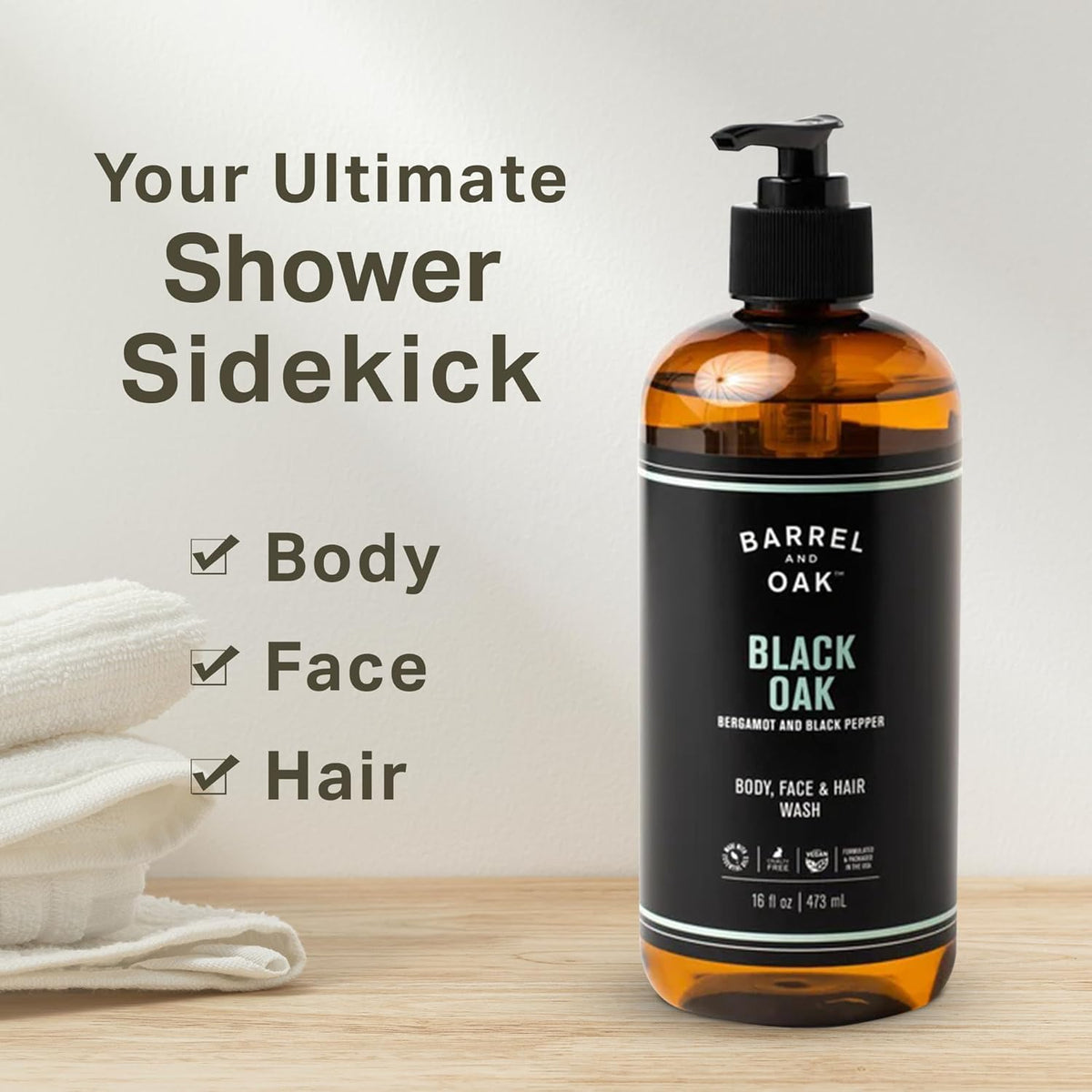 Barrel & Oak All-in-One Wash for Face, Hair, & Body, Vegan & Hydrating Face, Shampoo and Body Wash