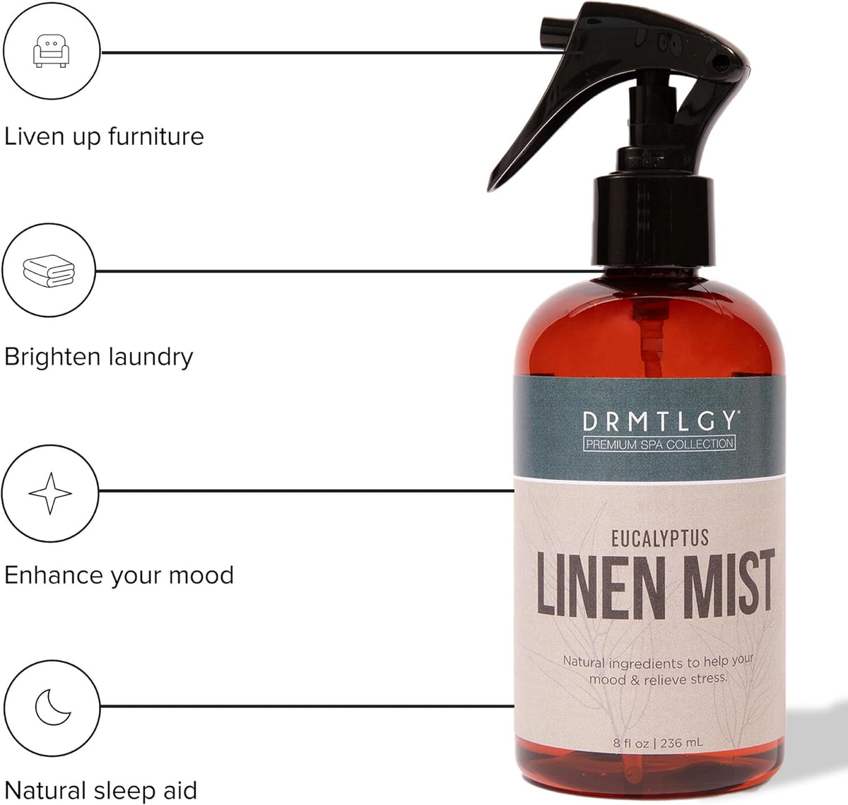 DRMTLGY Eucalyptus Essential Oil Linen and Room Mist. Pillow and Fabric Aromatherapy Spray for