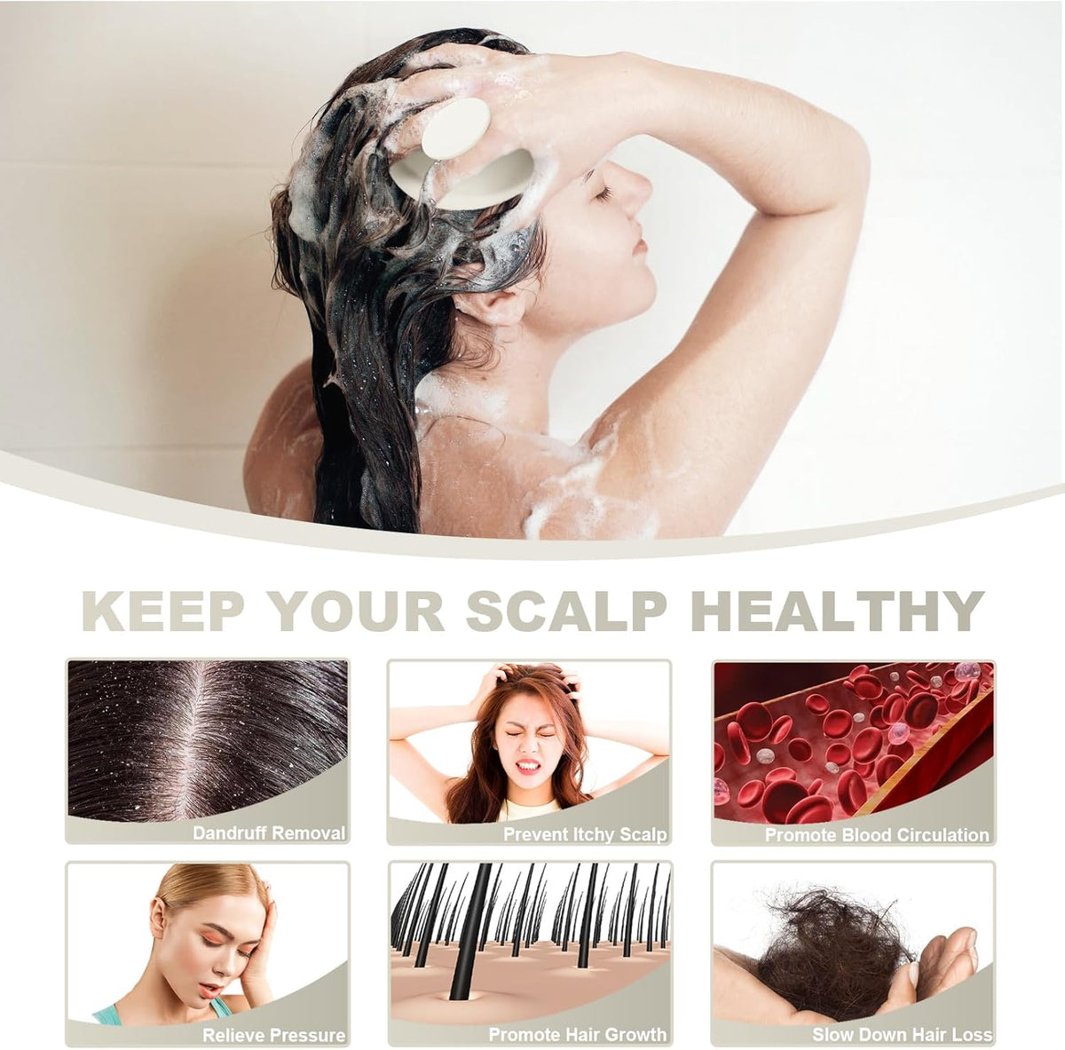 Silicone Scalp Massager, Scalp Scrubber for Hair Growth with Soft Bristles, Scalp Exfoliator Brush