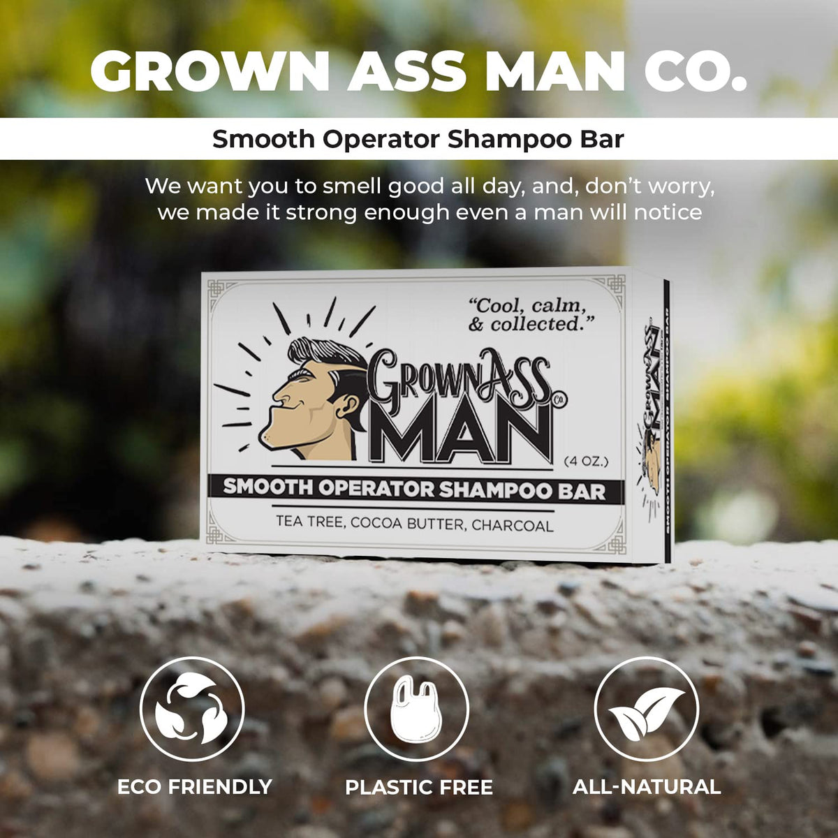 Solid Shampoo Bar Rich Lather 3 in 1: Hair, Beard & Body Wash - Plastic Free & Eco-Friendly