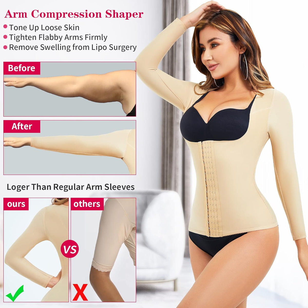 Gotoly Women Waist Trainer Corset Tummy Control Shapewear Upper Arm Shaper Post Surgical Slimmer