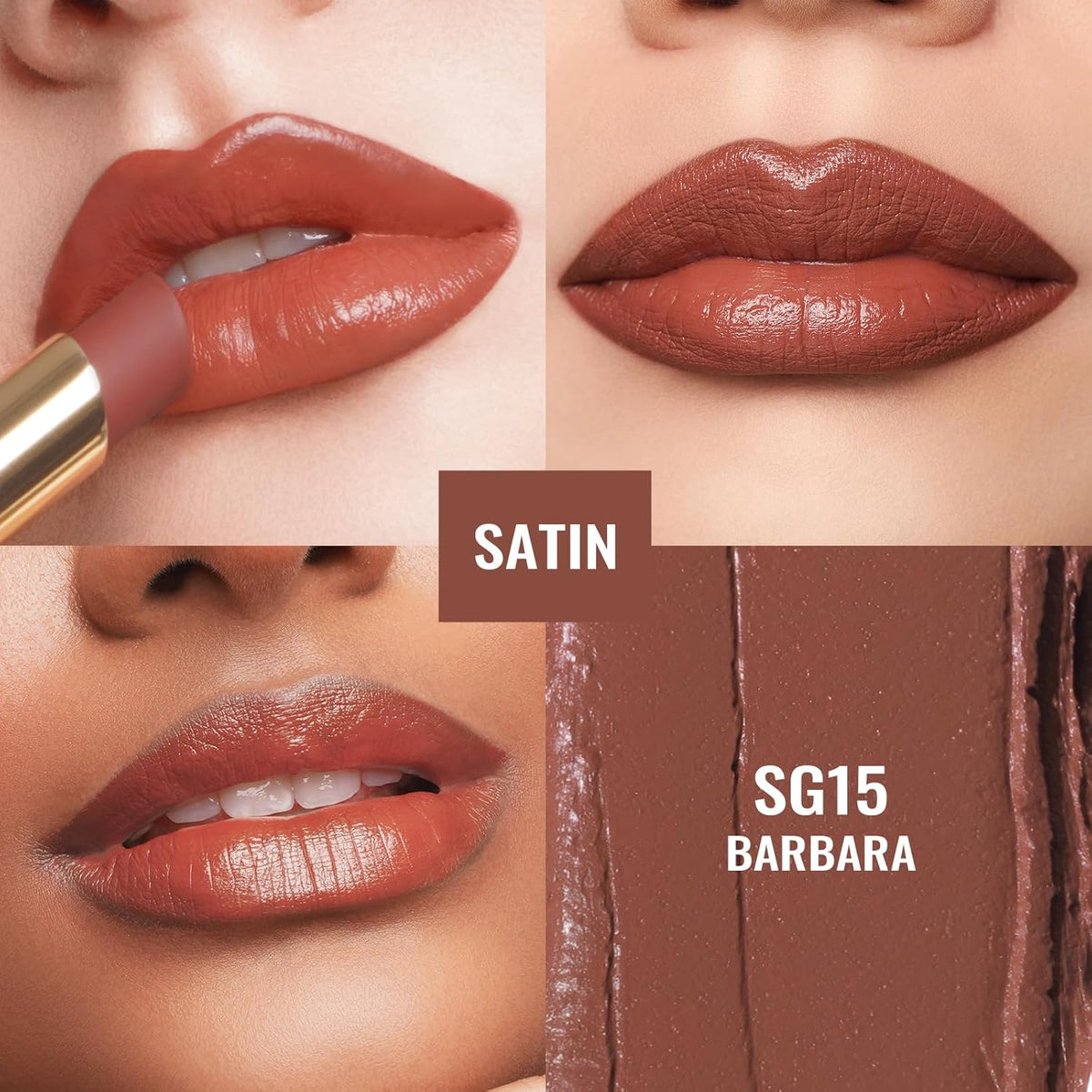 Oulac Color Rich Satin Lipstick - Medium Brown Full Coverage Lip Color, Creamy Silky-Smooth