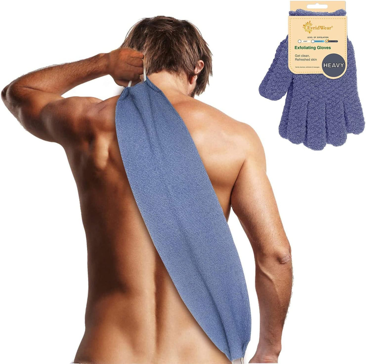 Evridwear Exfoliating Back Scrubber with Handles Two Sides for Body Shower Deep Cleans Skin