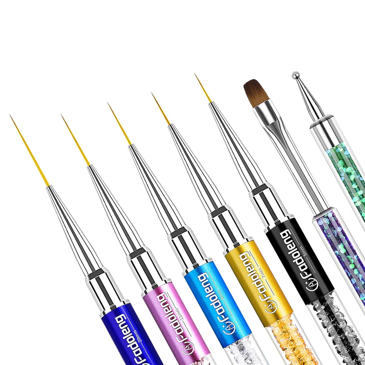 Nail Art Brushes, 7Pcs Nail Design Brushes for Salon at Home DIY Manicure with Nail Liner Brush and