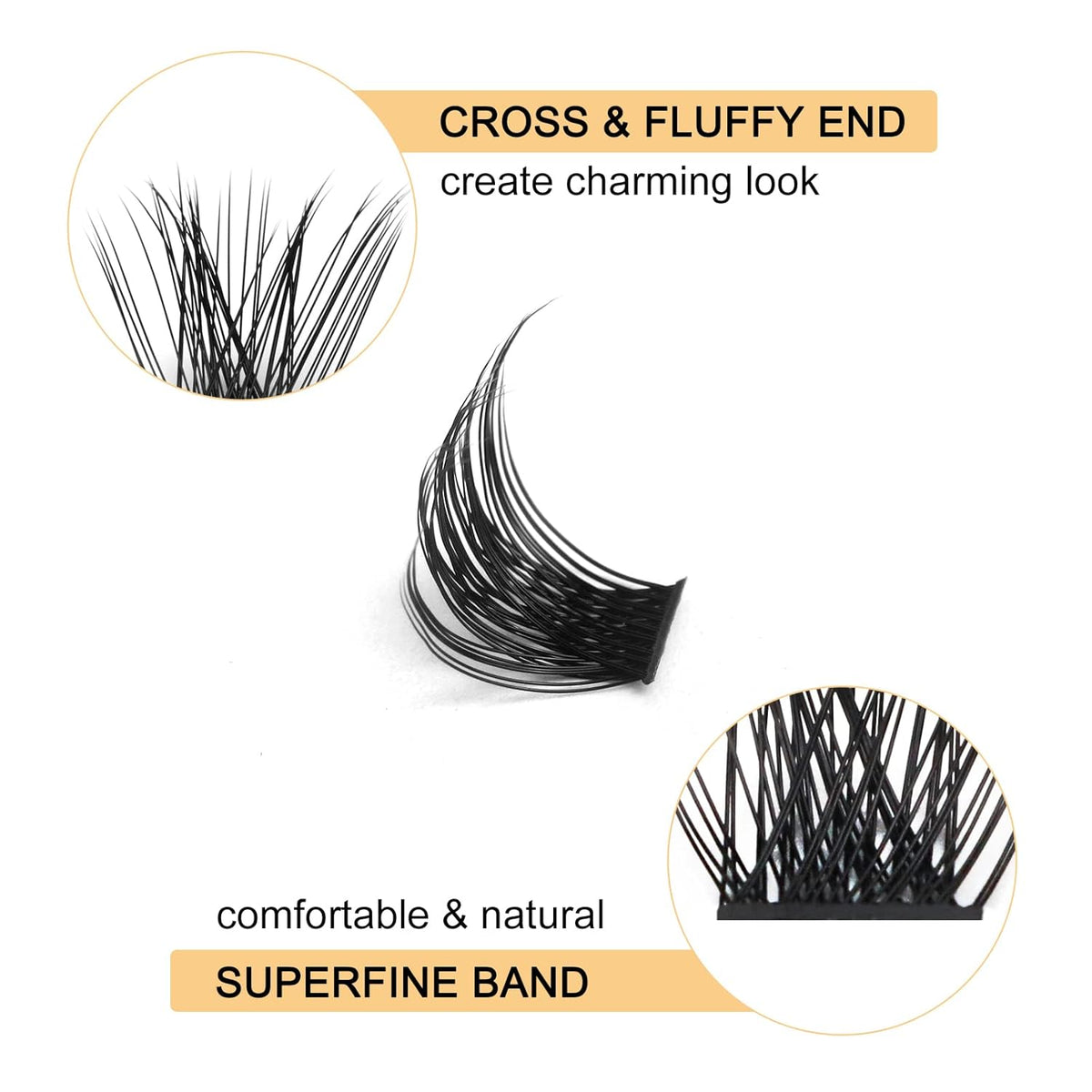 QUEWEL Cluster Lashes 72 Pcs Wide Stem Individual Lashes C/D Curl 8-18mm Length DIY Eyelash