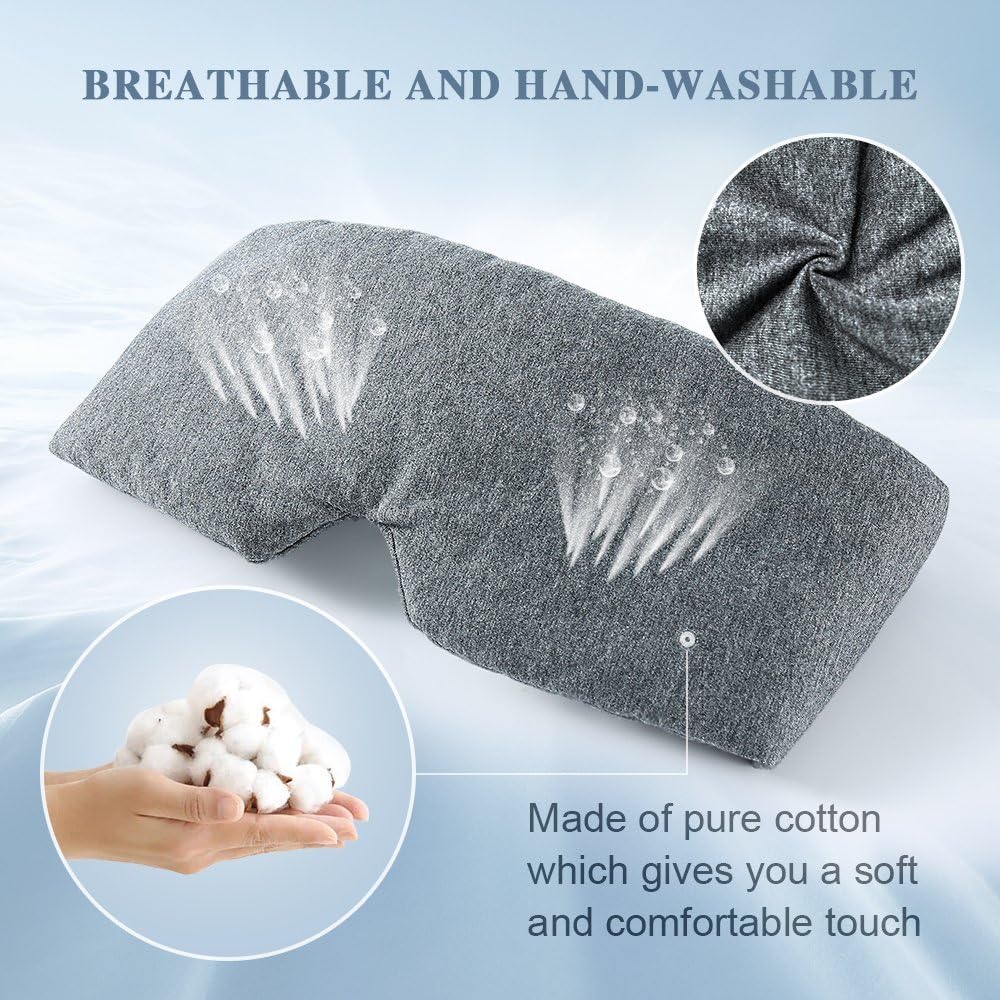 FRESHME Cotton Sleep Eye Mask for Women Men - 100% Blocking Light Travel Blindfold, Soft Zero