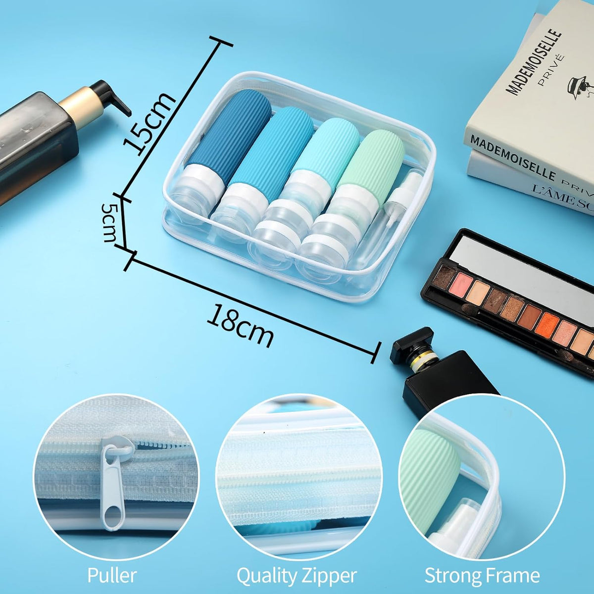 16 Pack Travel Bottles Set, TSA Approved Leak Proof Silicone Squeezable Containers for Toiletries
