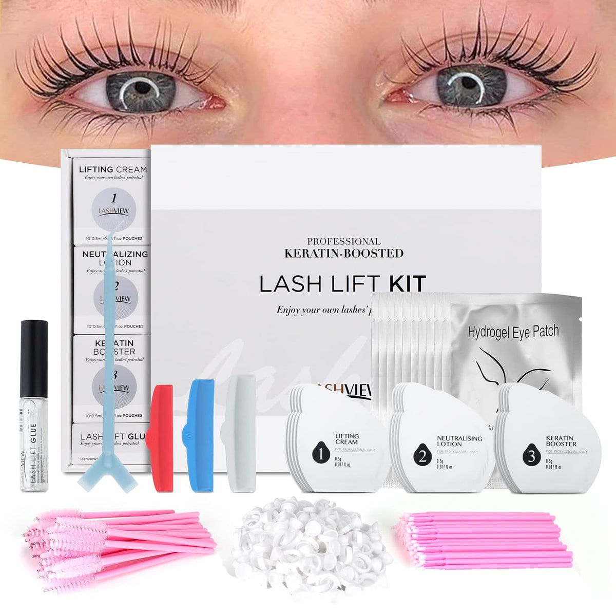 LASHVIEW Lash Lift Kit,Lash Lift,Professional Eyelash Perm Kit,Liquid Set,Semi-Permanent,Curling