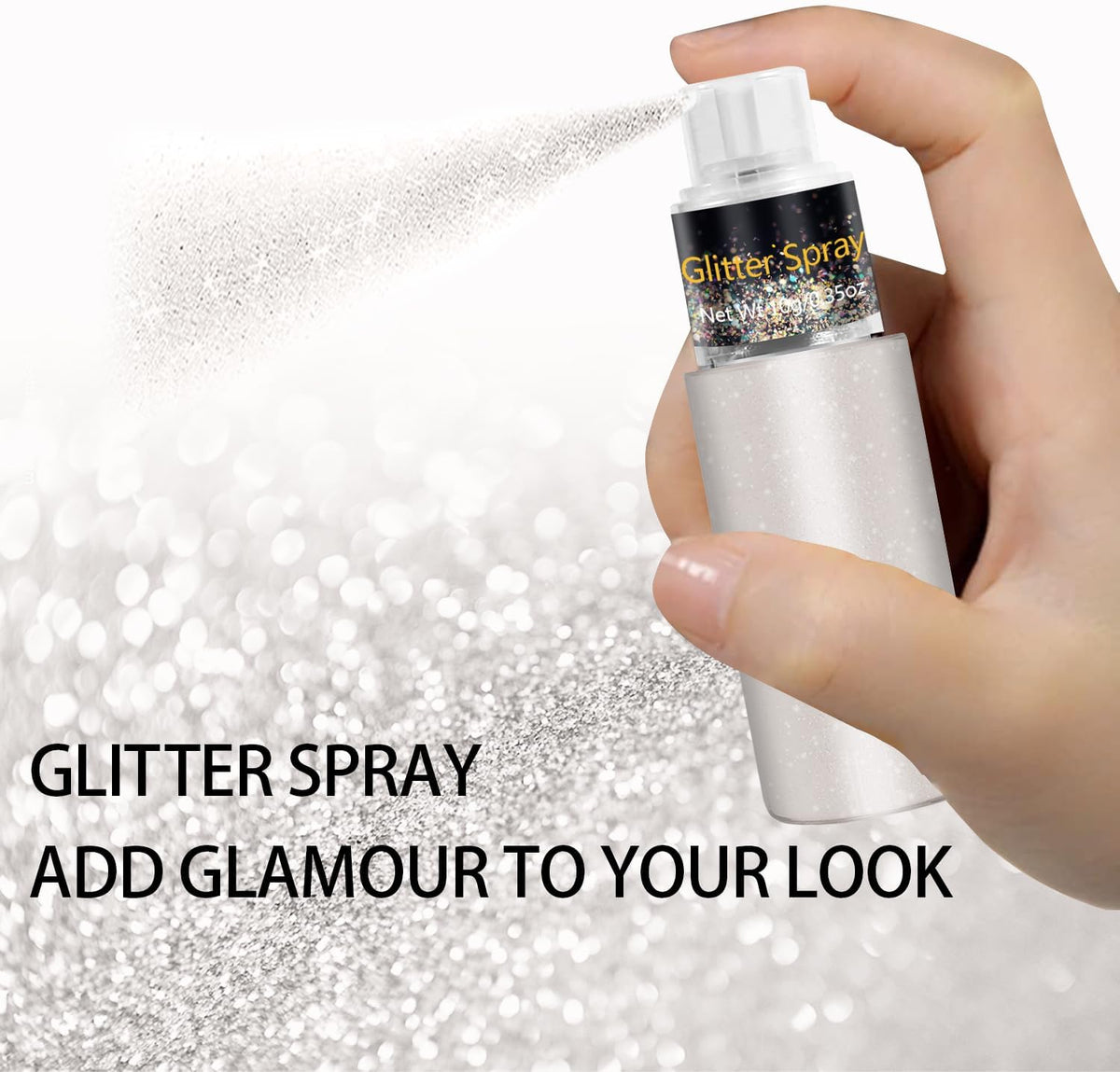 Hair and Body Glitter Spray, Holographic Glitter Highlighter Powder Spray, Unscented Hair Clothes