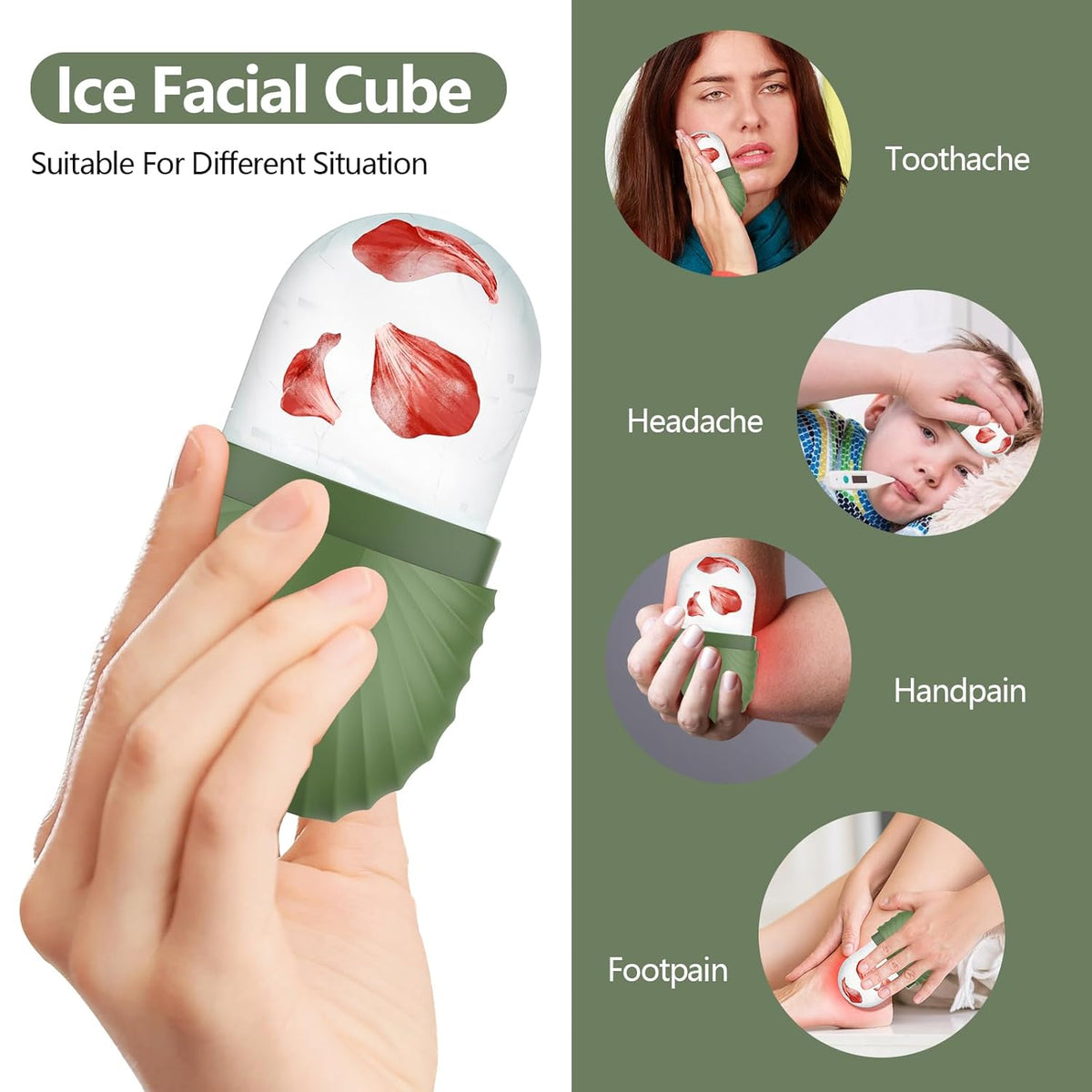 Ice Roller for Face and Eye, Silicone Ice Facial Roller Ice Holder, Face Ice Mold Skin Care, Face