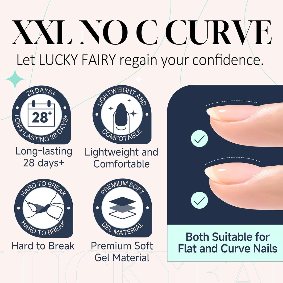 504PCS No C Curve Nail Tips Square XXL Extra Long Tapered Square Nail Tips for Acrylic Nails