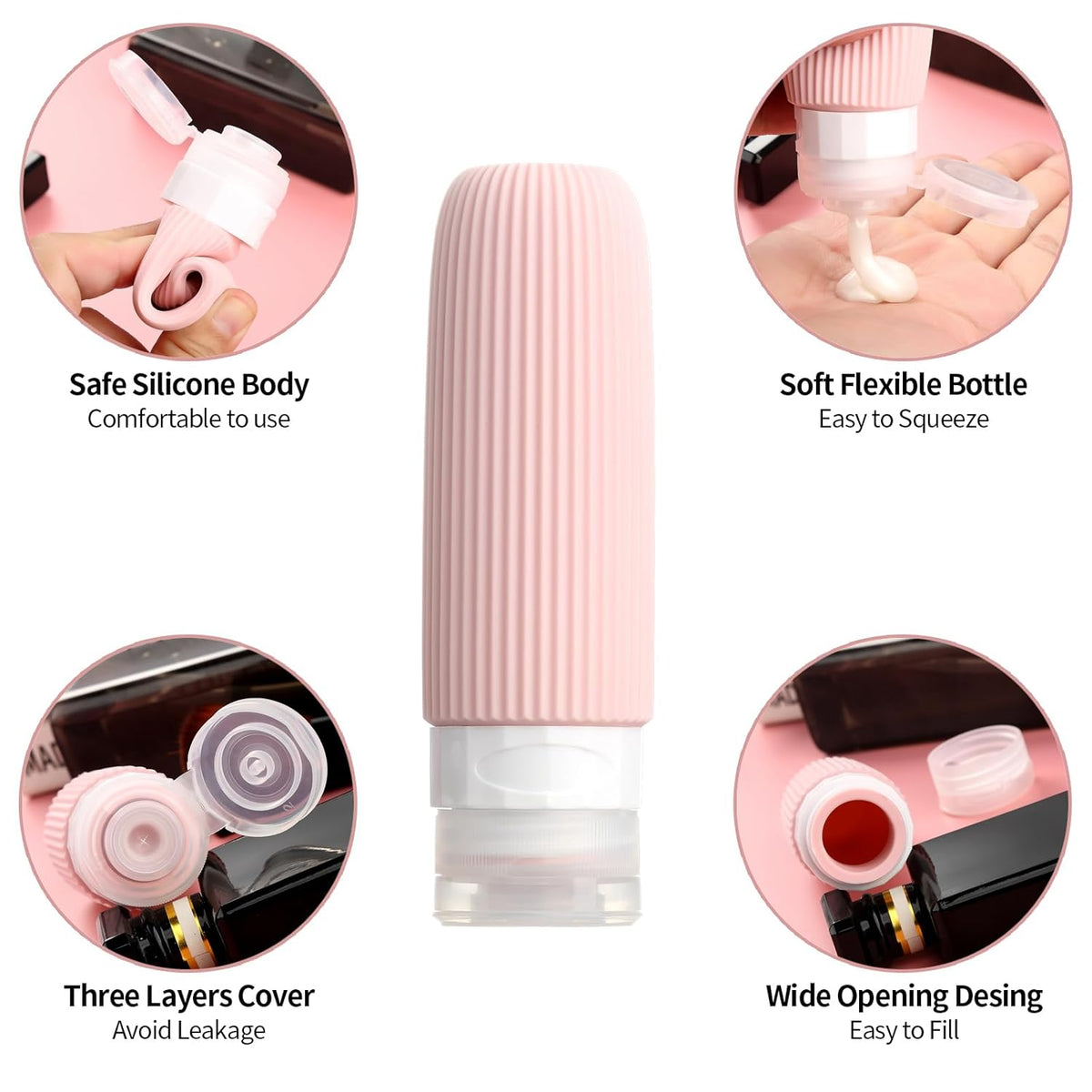 16 Pack Travel Bottles for Toiletries, Oversize Silicone Travel Containers jar for Toiletries, Leak