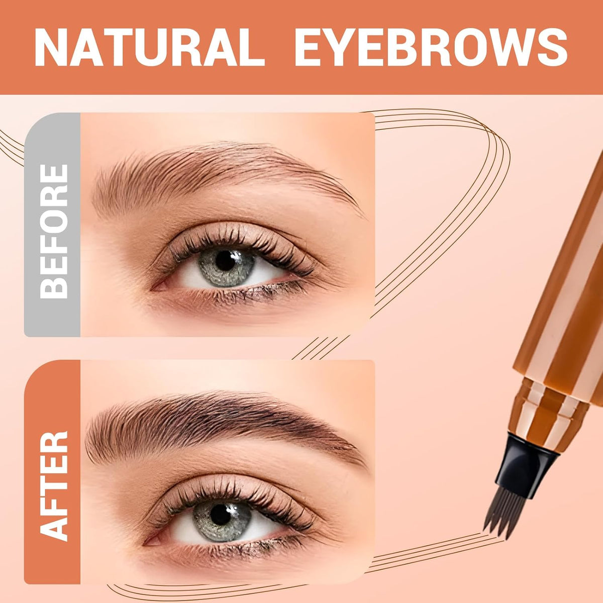 2025 New Magic Eyebrow Pencil, 3D Waterproof 4 Tipped Precise Brow Pen Microblading Eyebrow Pencil
