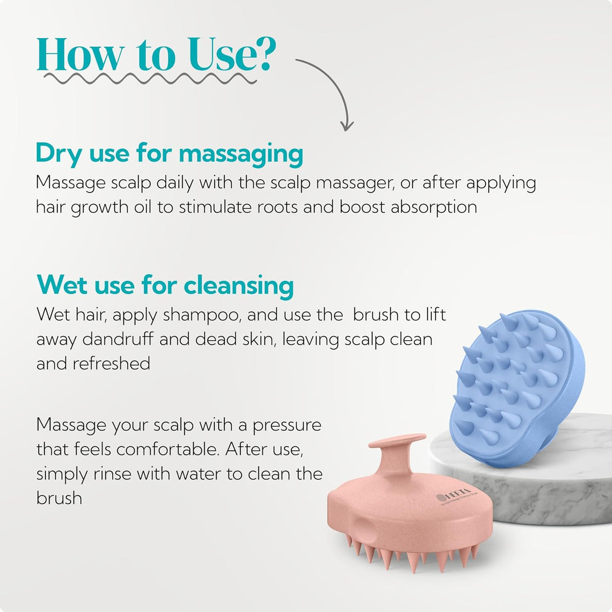 HEETA Scalp Massager 2 Pack for Hair Growth, Soft Silicone Bristles to Remove Dandruff and Relieve