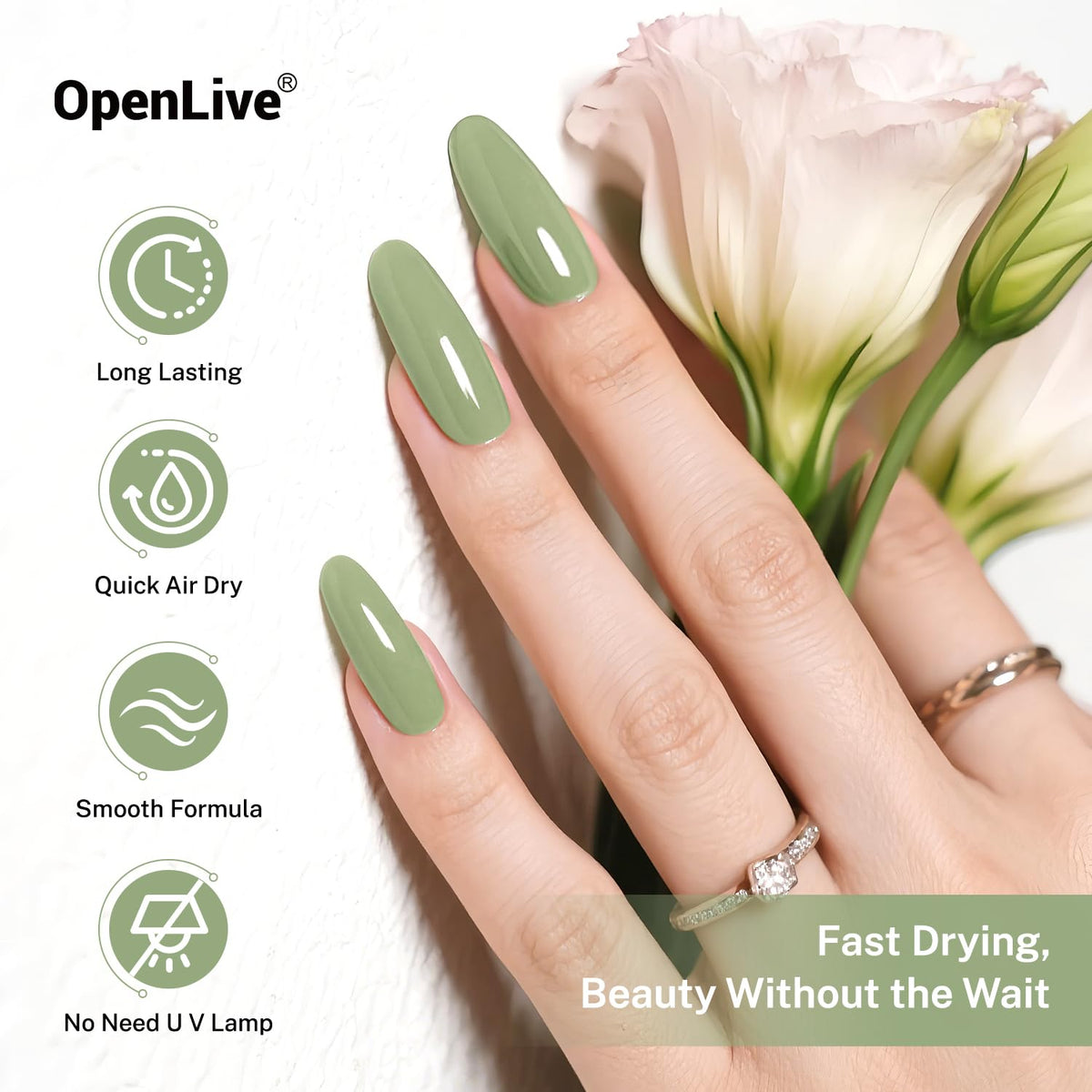 16.5ml Sage Green Nail Polish Large Volume Quick Drying Nail Polish, Fast Drying and Long Lasting