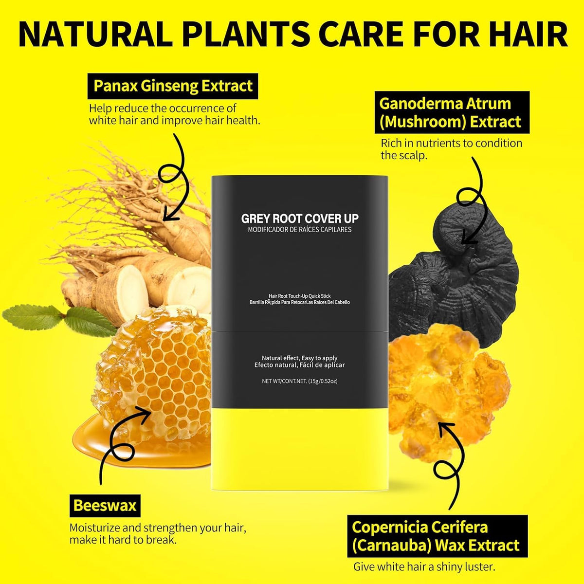 Gowwim Hair Dye Comb, Instant Portable Gray Hair Cover up Hair Dye Stick 2-in-1 Hair Color Stick