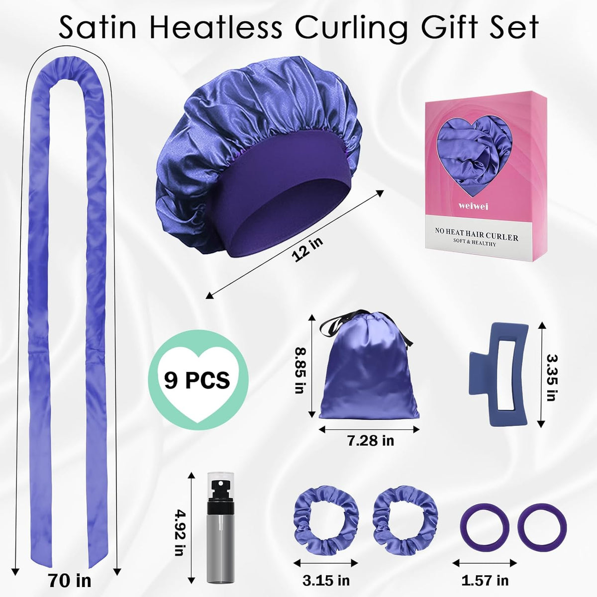 weiwei Satin Heatless Curlers Hair Curler, No Heat Curls Overnight Hair Curlers to Sleep In