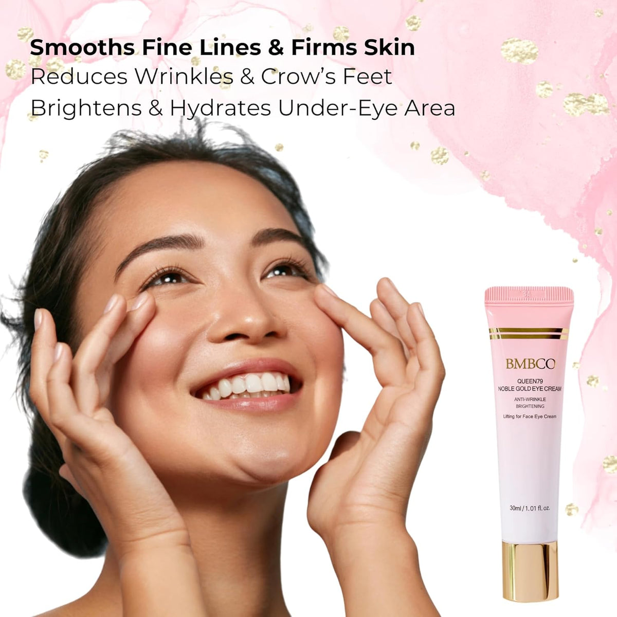 BMBCO 24K Gold Eye Cream – Dark Circle & Wrinkle Treatment, Hydrating & Brightening Under Eye Care