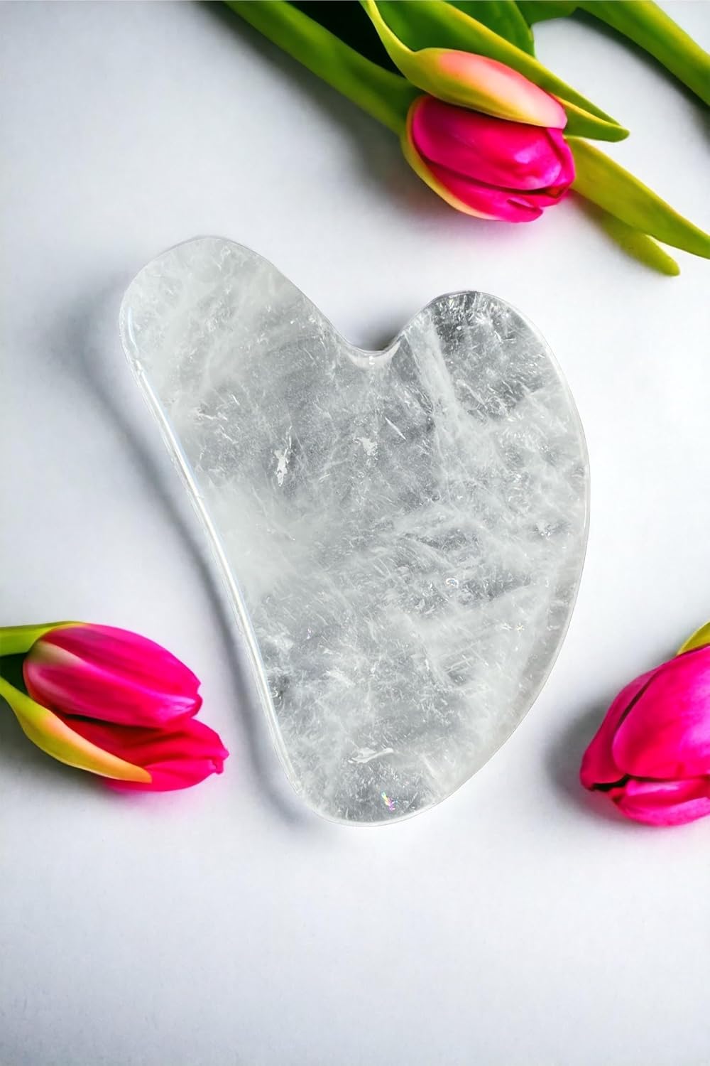 100% Real Crystal Jade Stone Roller and Gua Sha Set with Vitamin C Serum | Great for Eye Puffiness