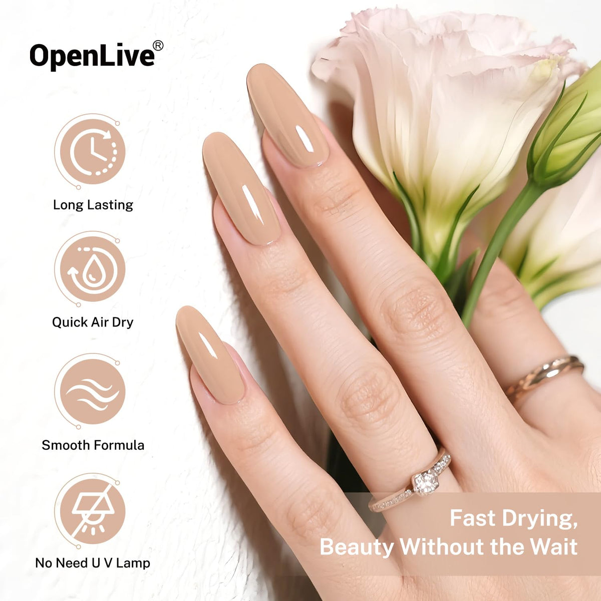 16.5ml Nude Pink Nail Polish Large Volume Quick Drying Light Pink Nail Polish, Fast Drying and Long