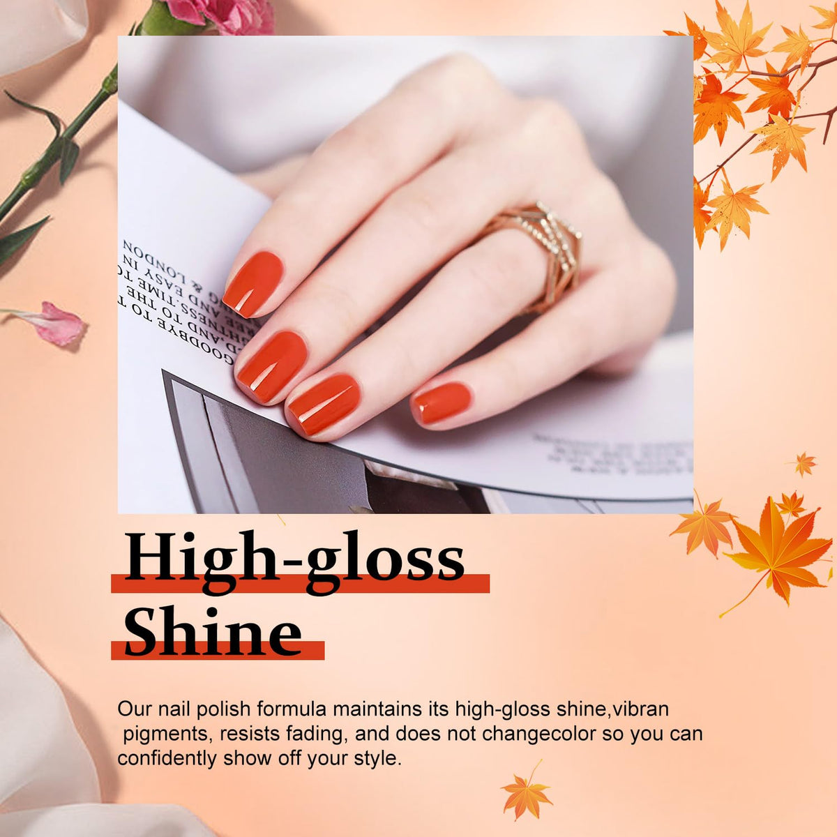 Major Dijit Quick Dry Nail Polish Pumpkin Orange Summer Nail Lacquer for Nail Art Cruelty-Free