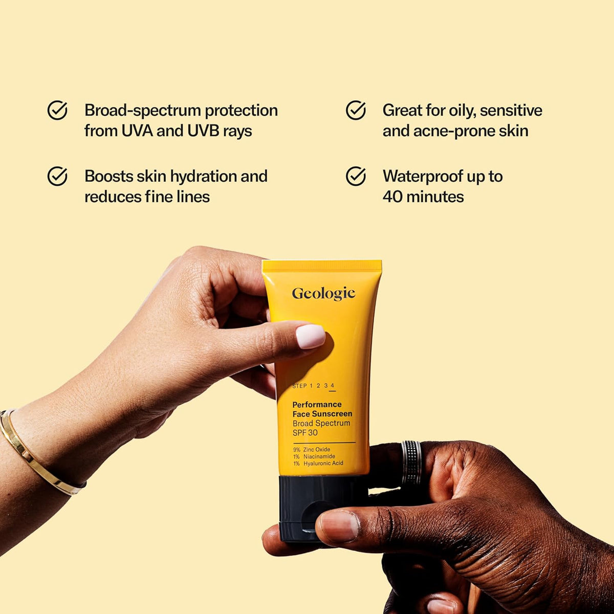 Geologie Broad-Spectrum Face Sunscreen SPF30 Moisturizer | Invisible, Ultra Light, Reef-Safe Daily