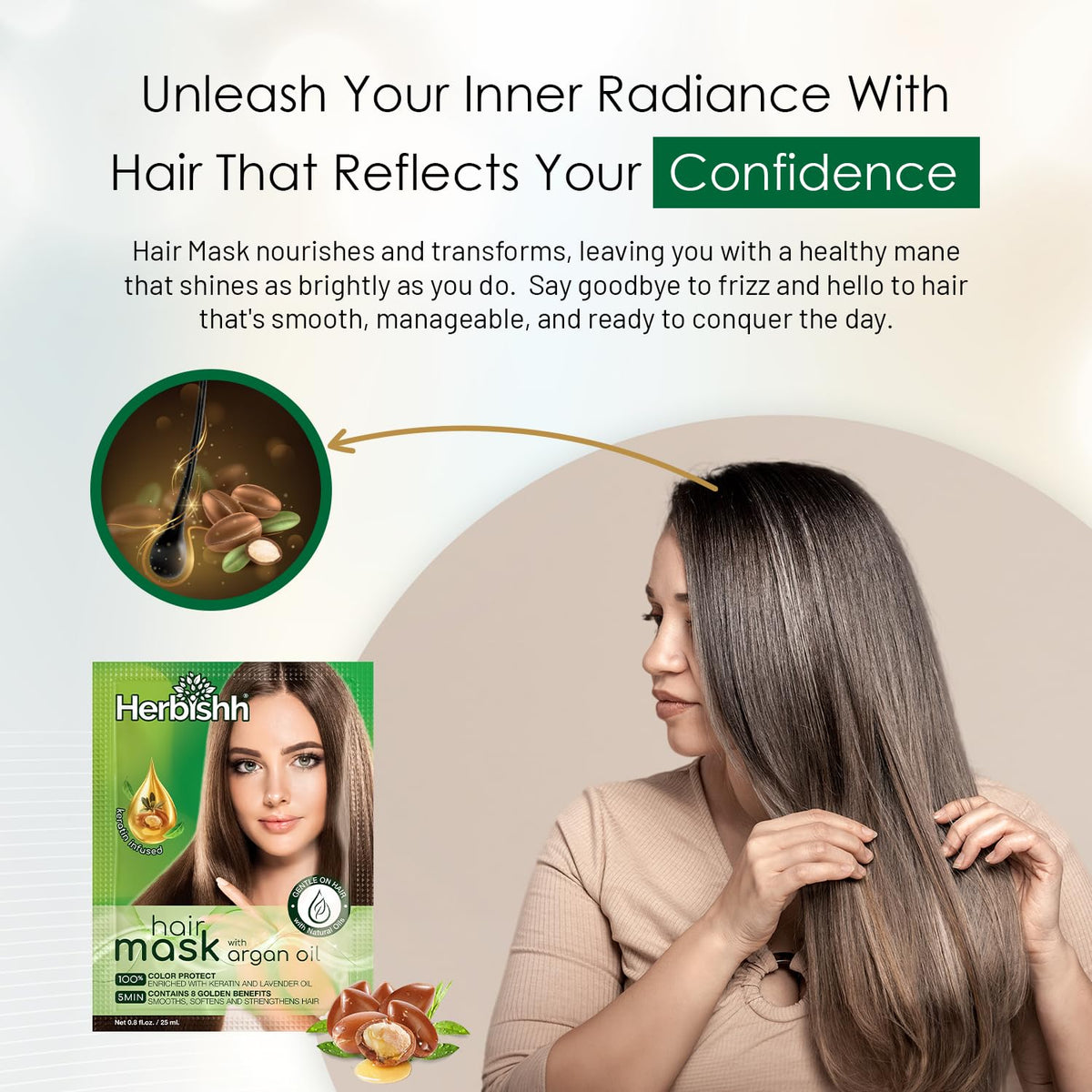 Herbishh Argan Hair Mask-Deep Conditioning & Hydration For Healthier Looking Hair-25gm for very