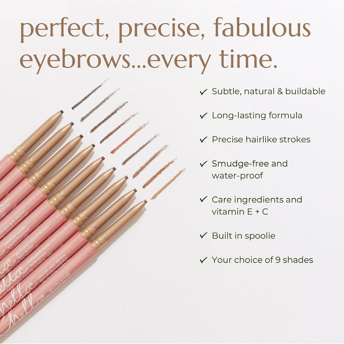 Chella Eyebrow Pencil – Easy-to-Use Brow Definer for Shaping, Filling & Blending – Long-Wear Grey