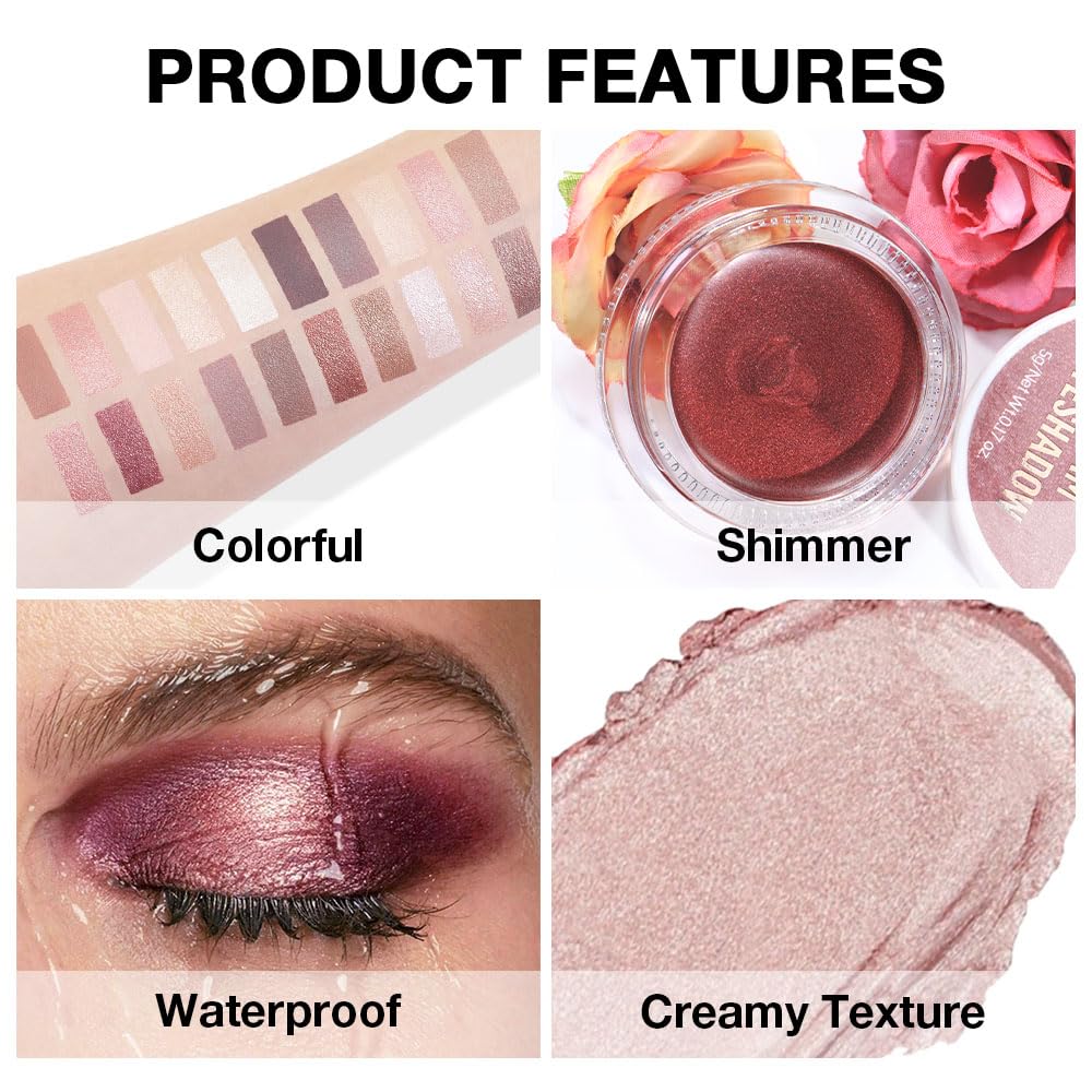 Cream Glitter Champagne Shimmer Metallic Eyeshadow Palette Makeup, Natural Single Mini Instant