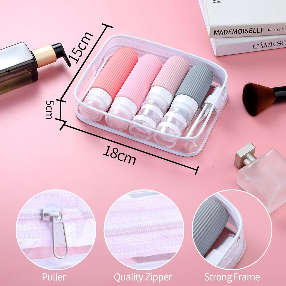 16 Pack Travel Bottles Set, TSA Approved Leak Proof Silicone Squeezable Containers for Toiletries