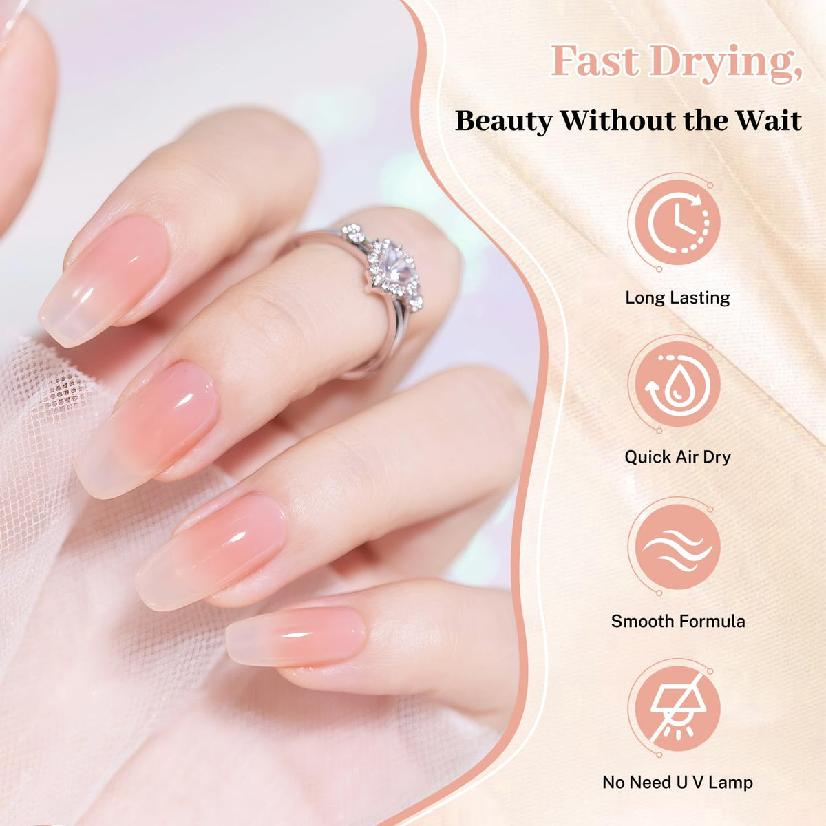 16.5ml Jelly Nude Pink Nail Polish Large Volume Quick Dry Nail Polish, Long Lasting Shine