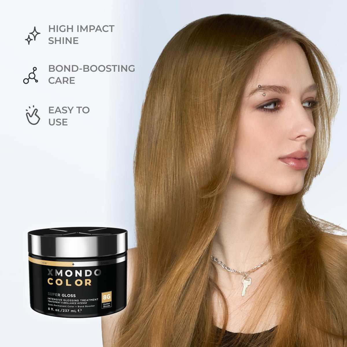 XMONDO Color Golden Blonde Color Depositing Mask & Semi-Permanent Hair Dye Super Gloss Infused with