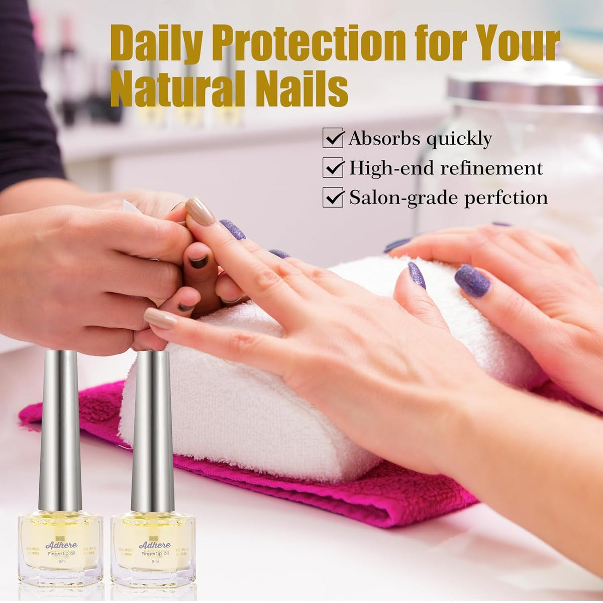 ADHERE Cuticle Oil for Nails Professional Nail Oil 8ML, Jojoba Nail Cuticle Oil Contains Vitamins