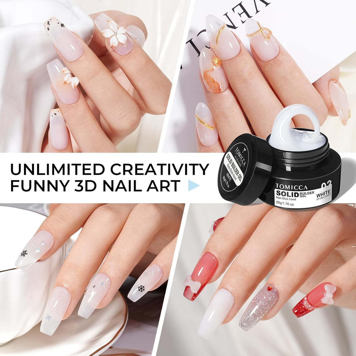 TOMICCA 3D Nail Gel Sculpting Gel for Nail Art 50g Gel Nail Art Non Sticky Hand Carving Gel UV LED