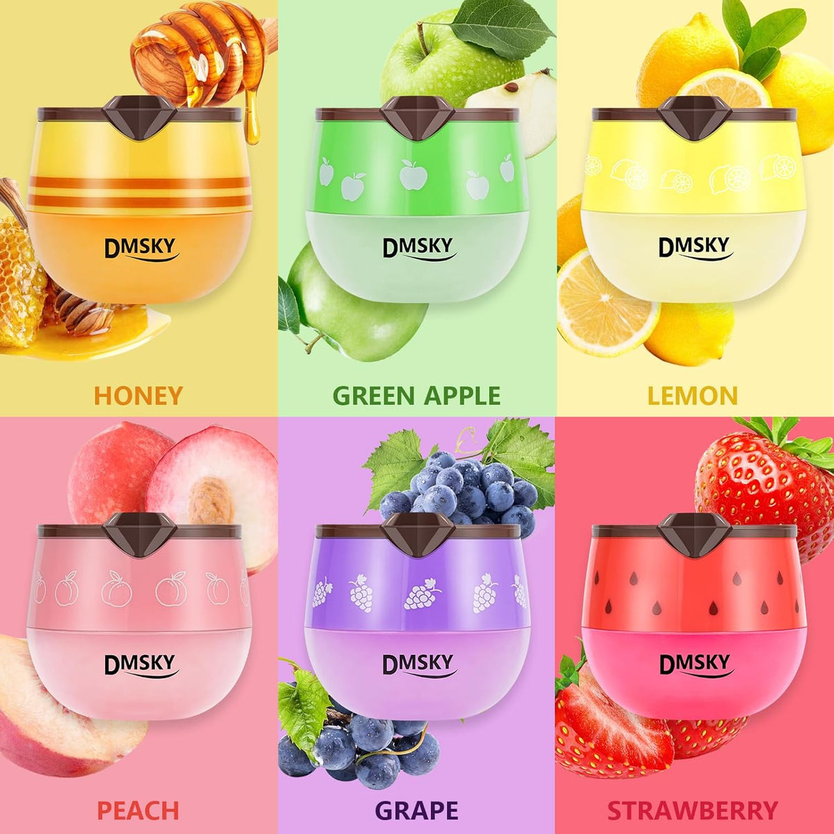 DMSKY Bee Lip Balm Honey Pot 6 PCS, Nourish & Hydrate Lip Sleeping Mask with Vitamin E, Lip Mask