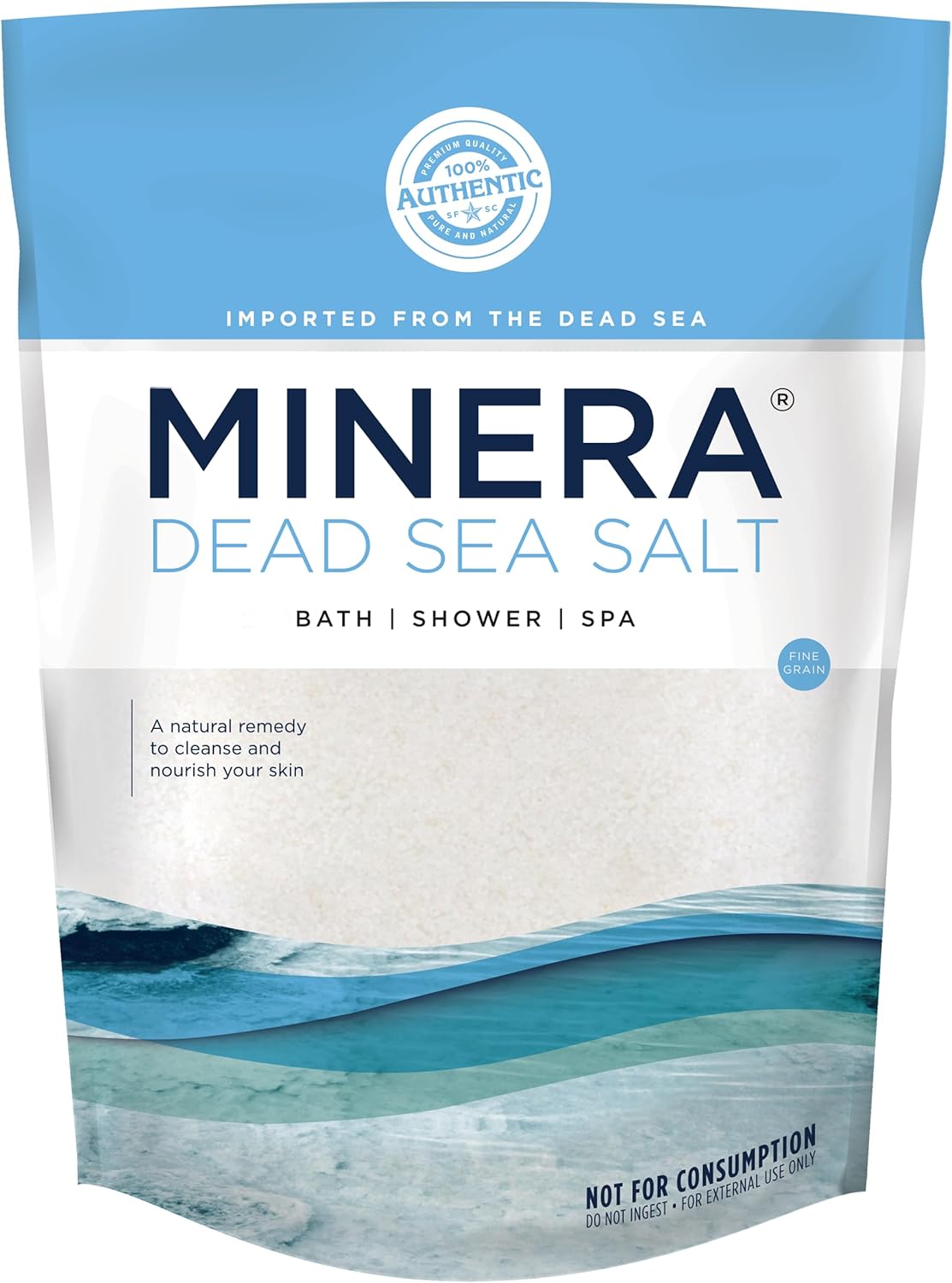 Minera Fine Grain Dead Sea Salt for Bath & Soaking – 19 lbs, Fast-Dissolving, 100% Pure & Natural