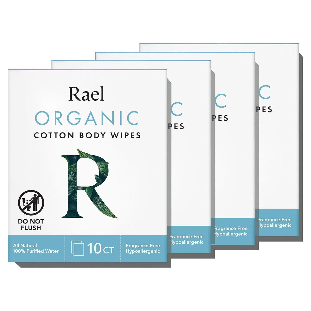 Rael Organic Cotton Wipes - Body Cloth, Individually Wrapped, All Skin Types, Vegan, Cruelty-Free