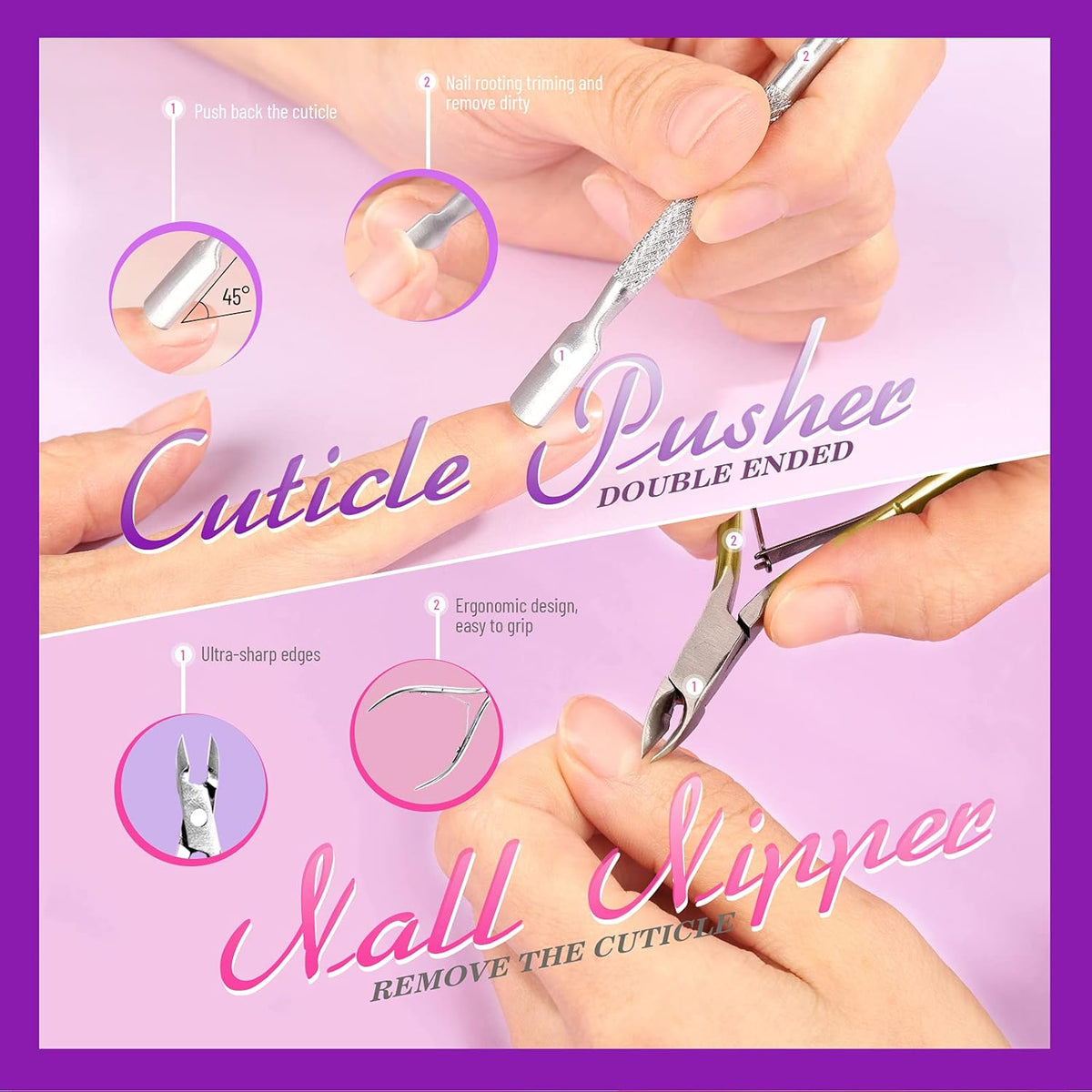 Teenitor Nail Gel Polish Dipping Powder Remover Tools Kit with Nail Clips Nail Remover Pads Cuticle