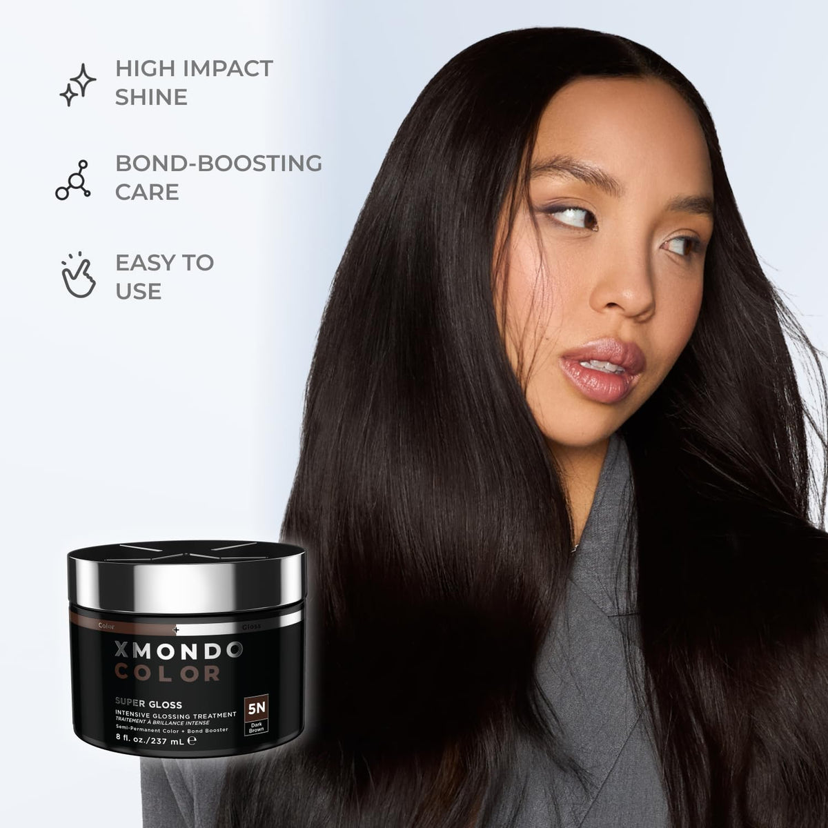 XMONDO Color Dark Brown Color Depositing Mask & Semi-Permanent Hair Dye Super Gloss | Infused with