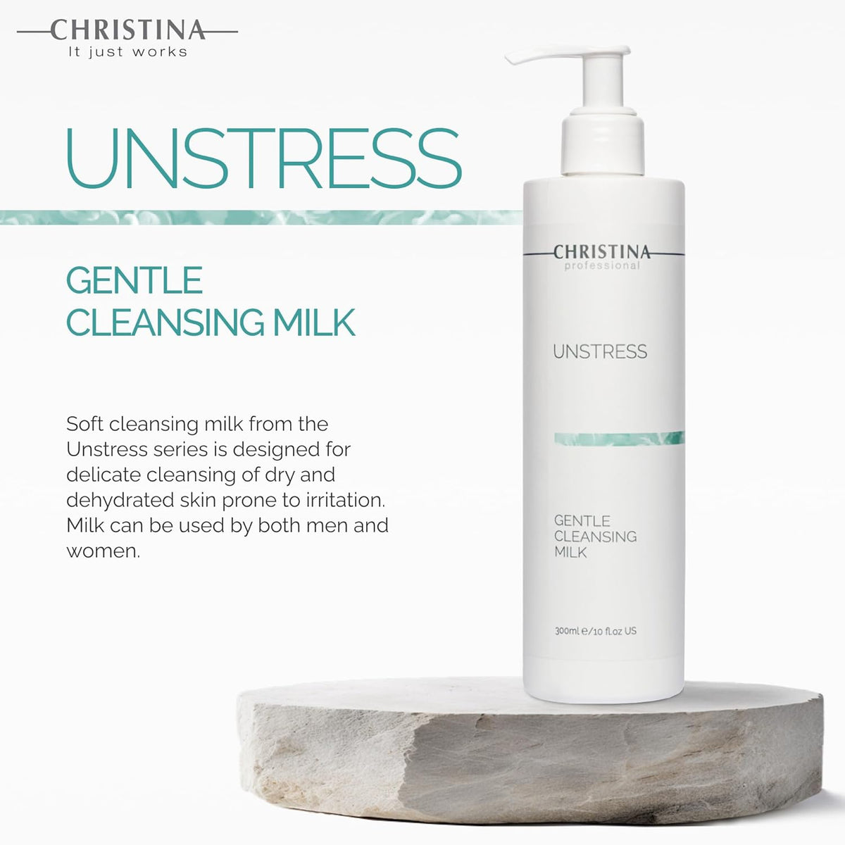 Christina - Unstress Gentle Cleansing Milk with Vitamin E | Smothing Refreshing milk Cleanser for