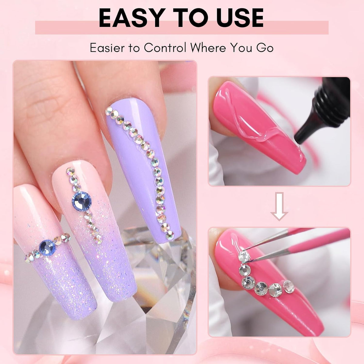 Makartt Nail Rhinestone Glue, Super Strong Gel Nail Glue for Rhinestones, 3D Art Design Charms and