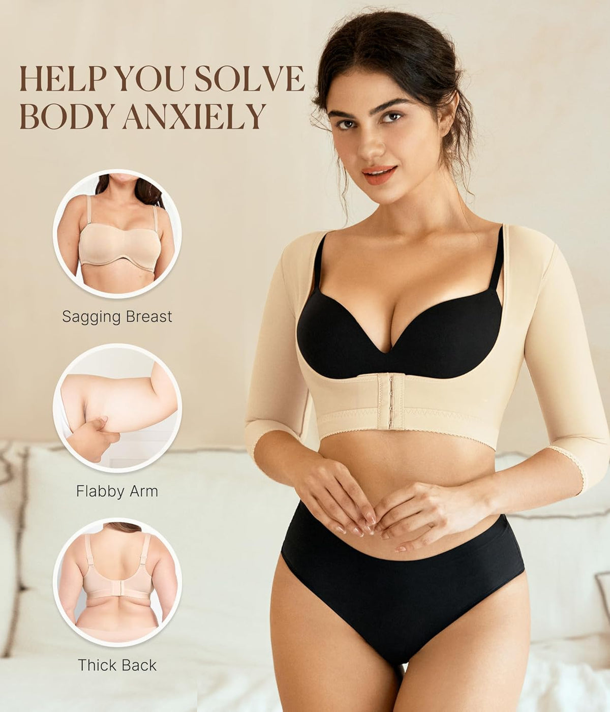 BRABIC Upper Arm Shaper Post Surgical Slimmer Compression Sleeves Posture Corrector Tops Shapewear
