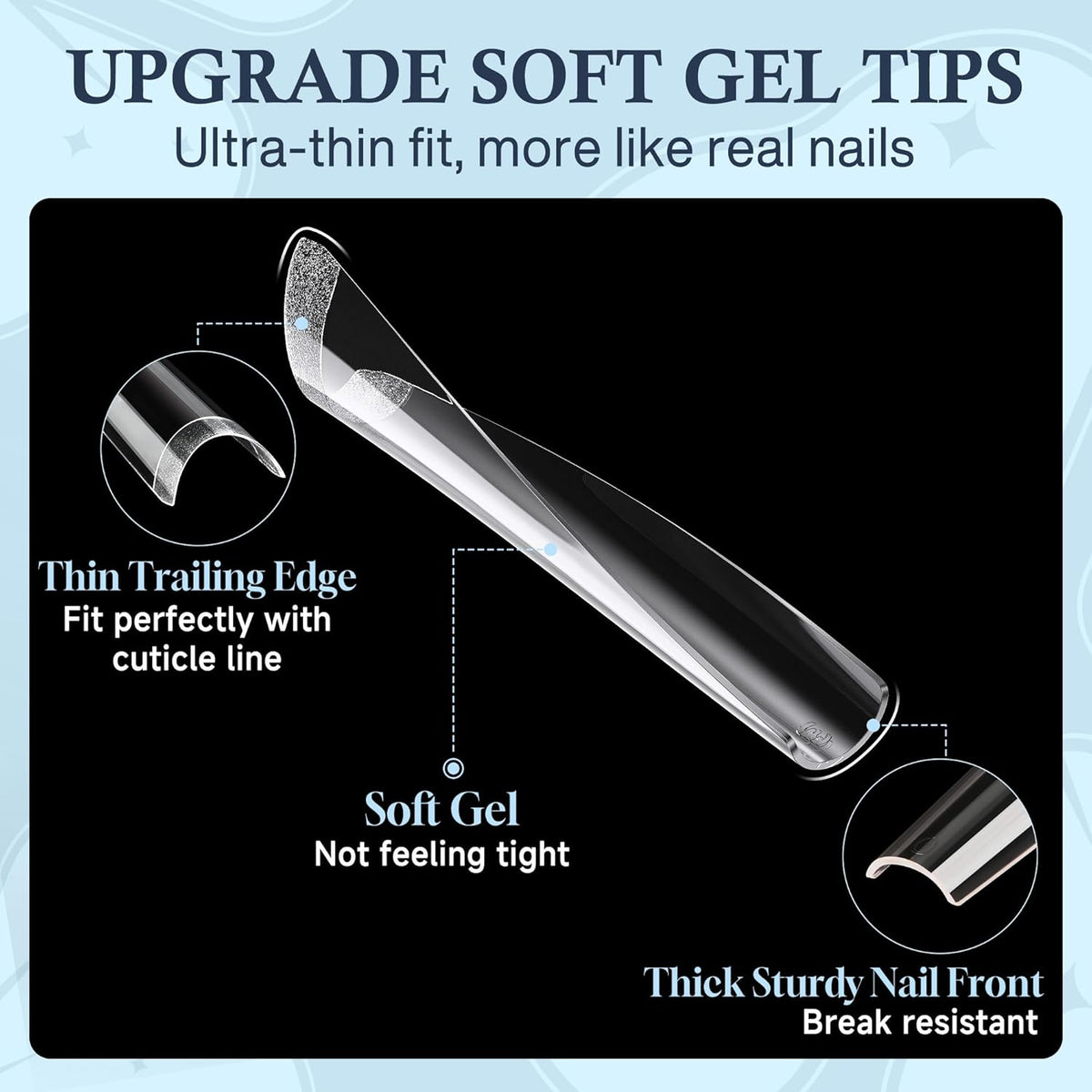 XXL Long Half Cover Coffin Nails Tips, 240 Pcs Clear Gel Acrylic Nails False Nail Tips Coffin, 12